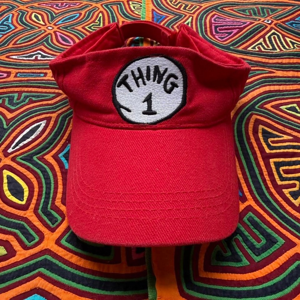Universal Studios Dr Seuss Thing 1 Red Embroidered Adjustable Visor‎